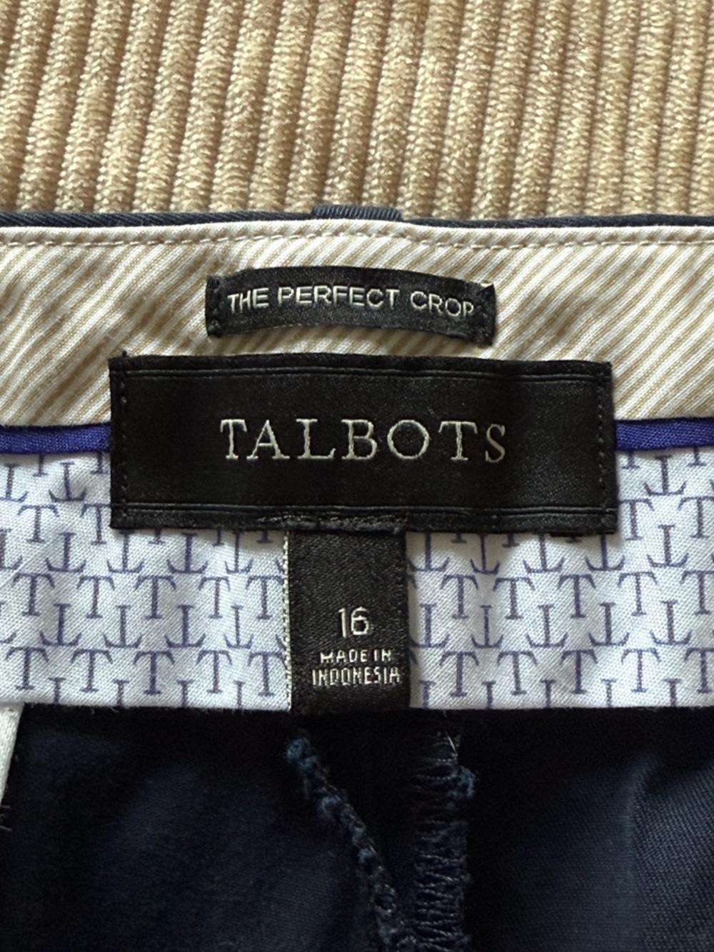Talbots Navy Blue The Perfect Crop Pants High Rise Straight Leg Ankle Size 16 - Picture 7 of 11